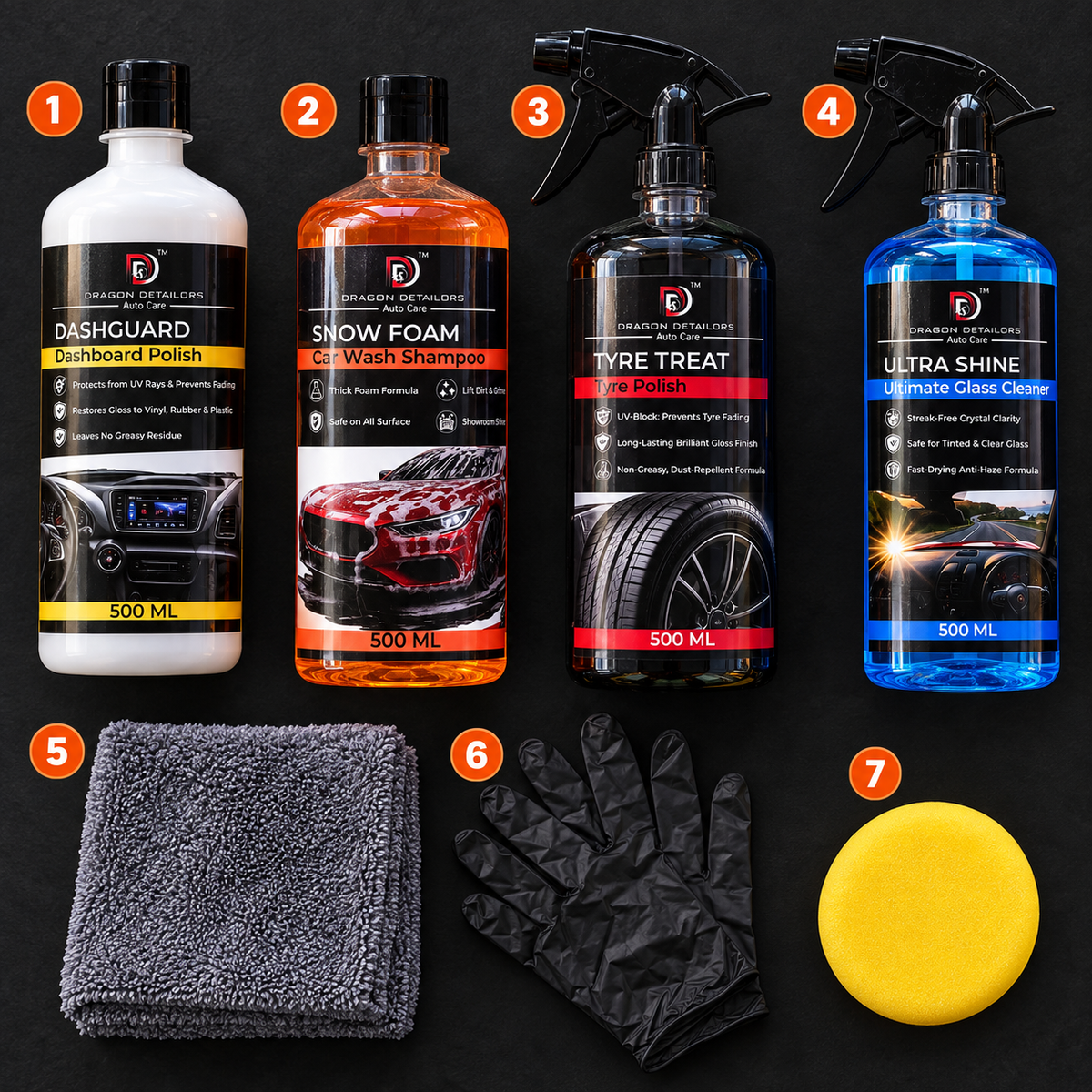 Dragon Detailors Complete Car Care Combo Kit | Wash, Shine &amp; Protect Set